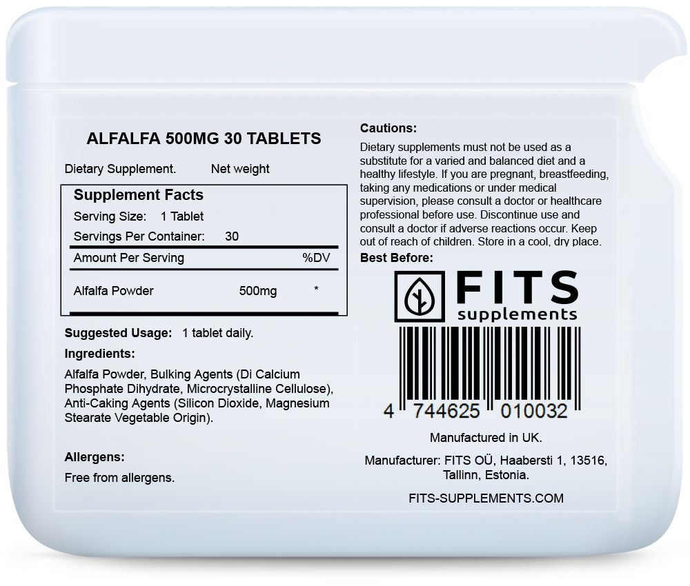 Alfalfa 500mg 30 tablets