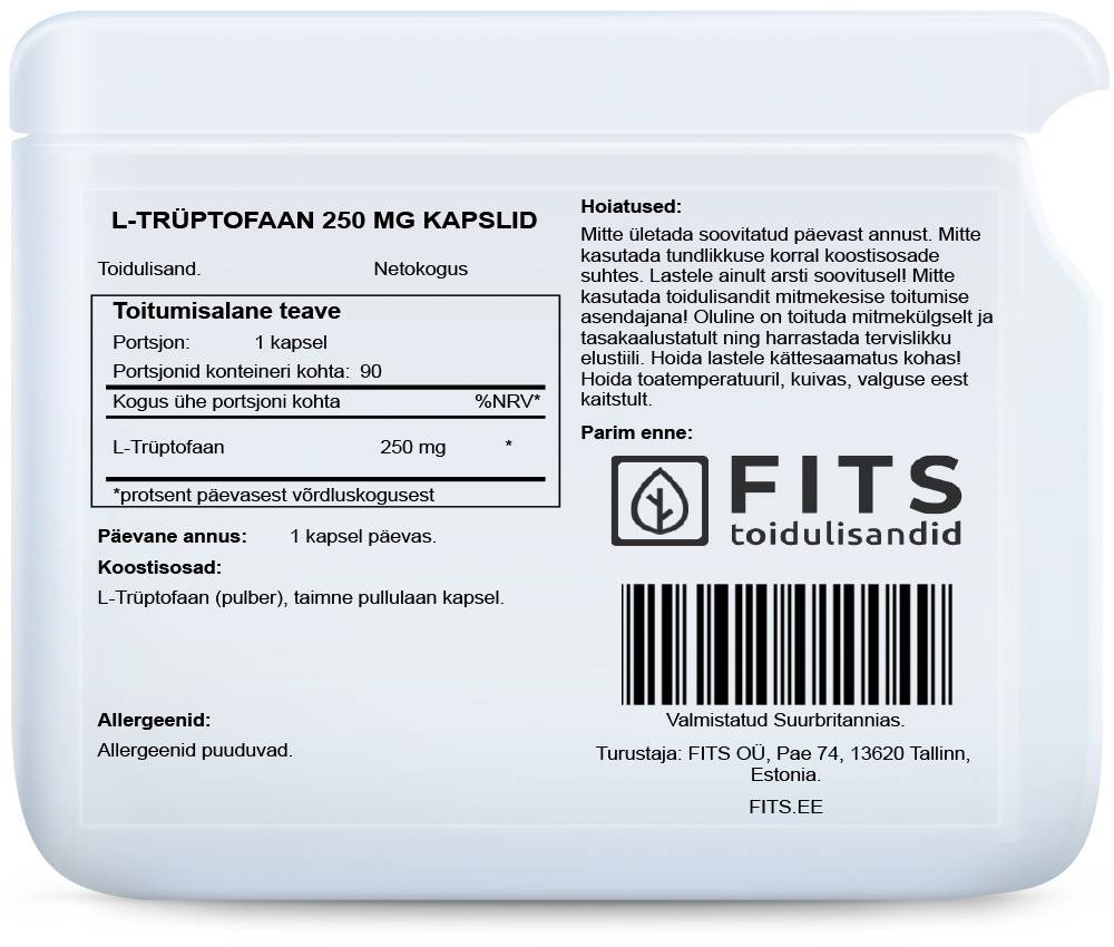 L-Tryptophan 250mg 90 capsules