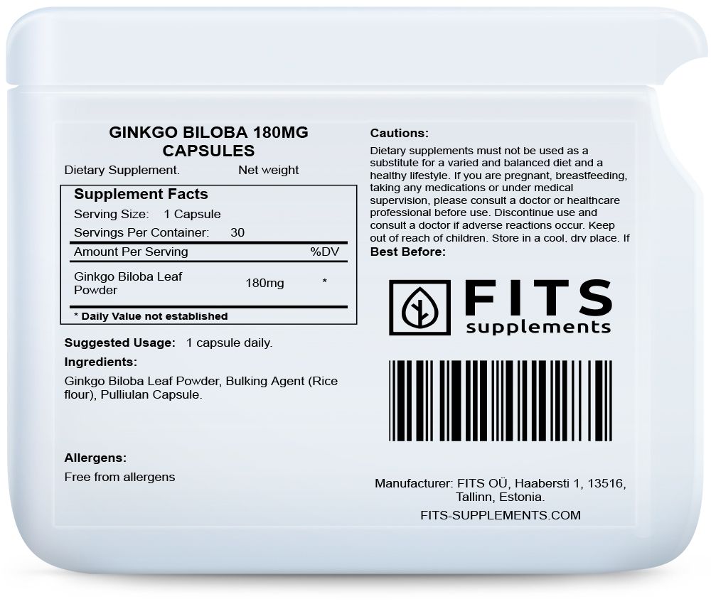 Ginkgo Biloba 180 mg kapsulas
