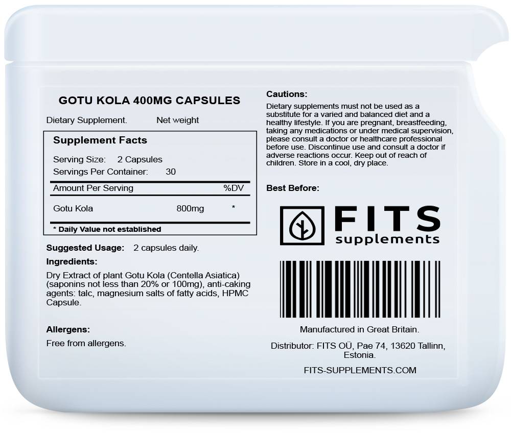 Gotu kola 400 mg kapsulas