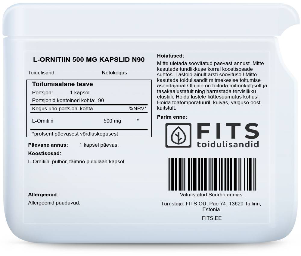 L-Ornithine 500mg 90 capsules