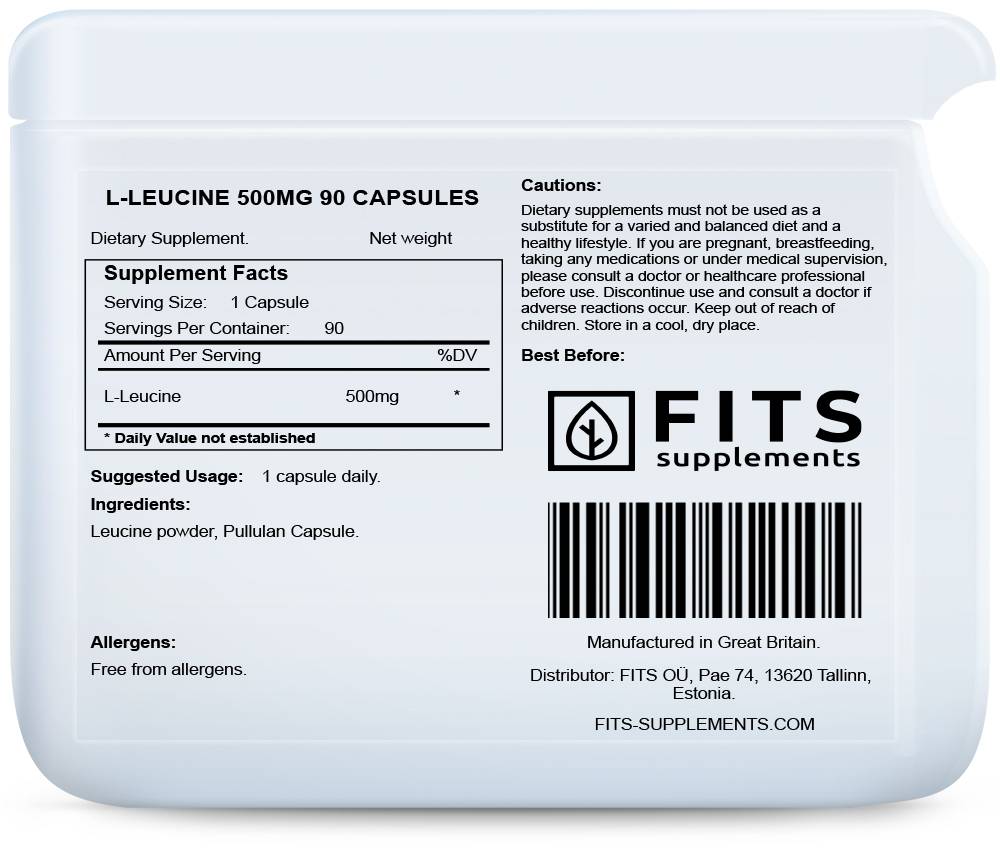 L-Leucine 500mg 90 capsules