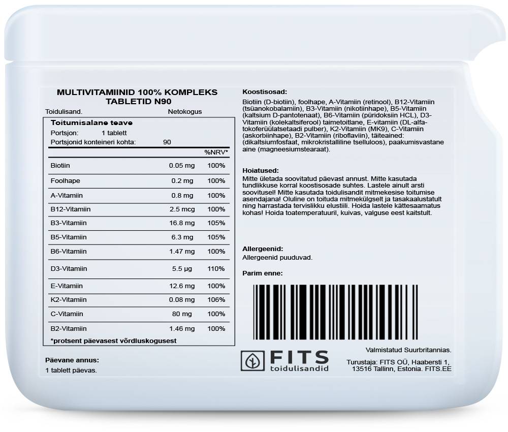 Multivitamin 100% Complex 90 tablets