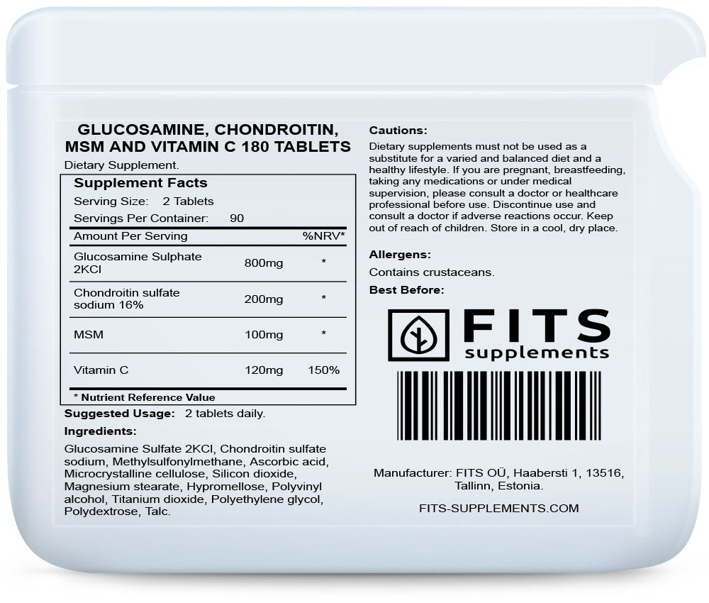Glucosamine, Chondroitin, MSM and Vitamin C 180 tabletes