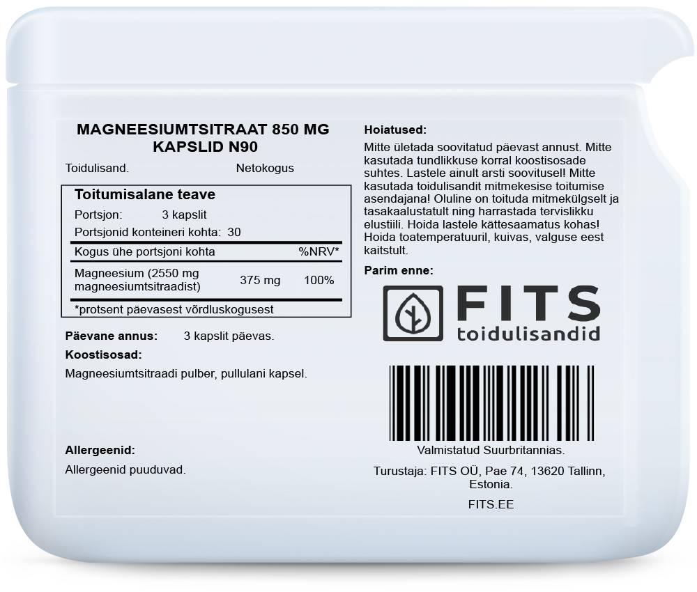Magnesium Citrate 850mg 90 capsules