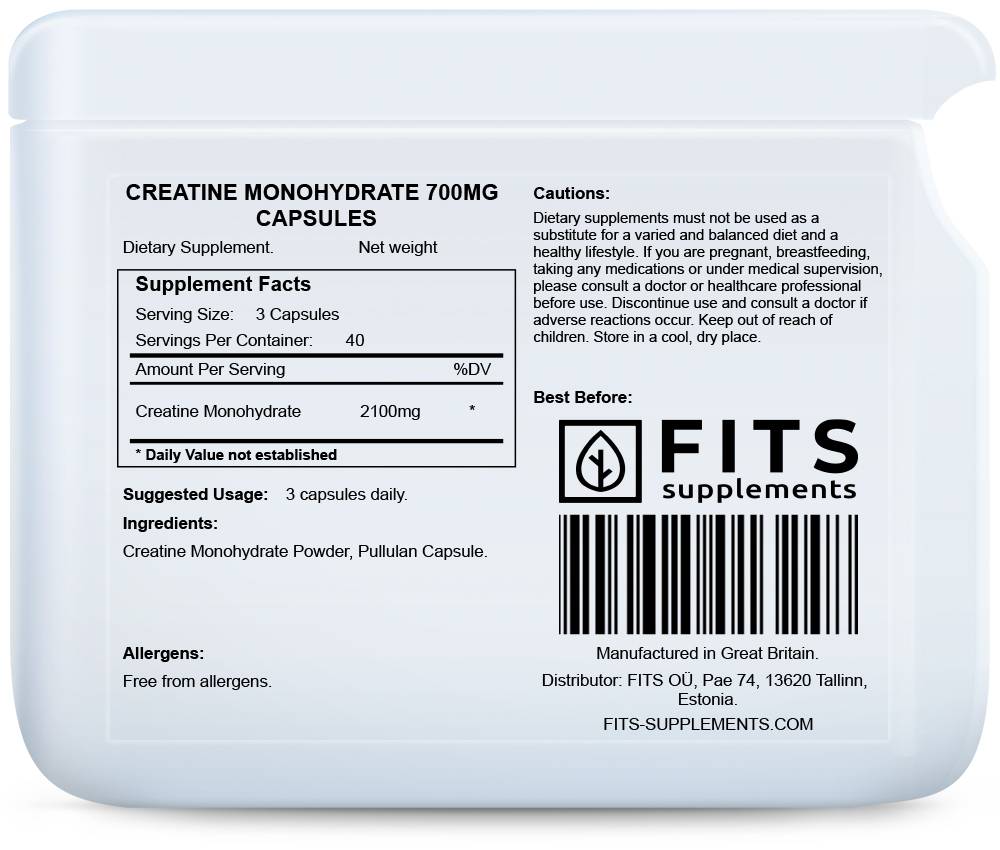 Creatine Monohydrate 700mg 120 capsules