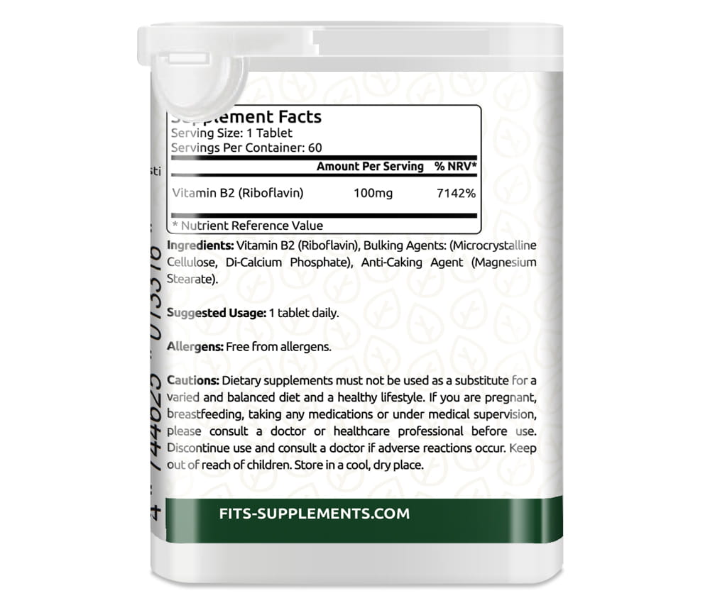 Витамин B2 100mg (Рибофлавин) 60 таблеток