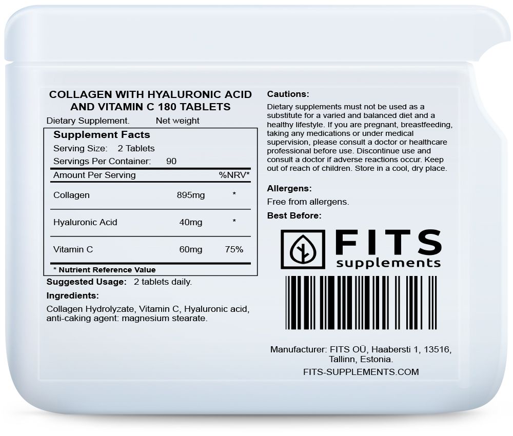 Коллаген, Гиалуроновая кислота, Витамин C 180 таблеток