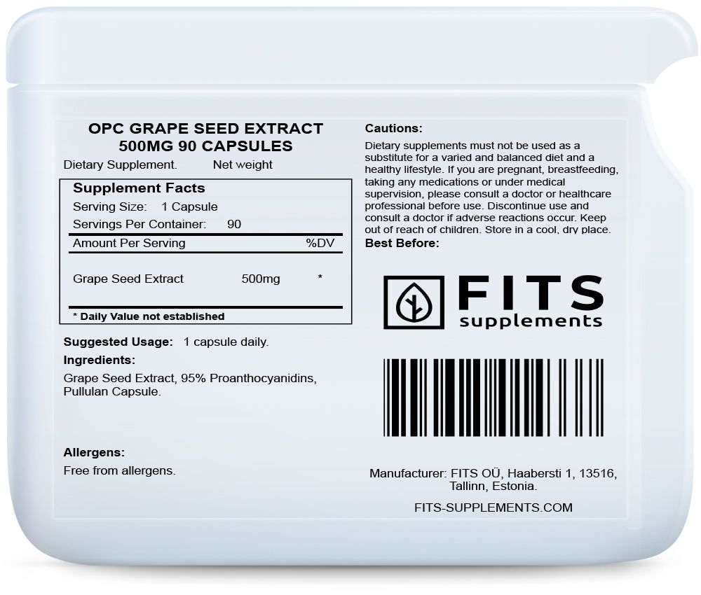 OPC Vīnogu kauliņu ekstrakts 500 mg kapsulas