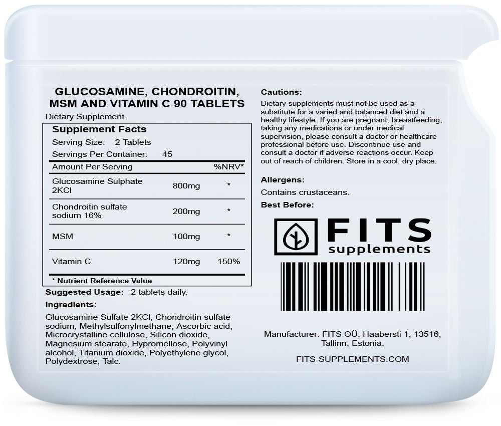 Glucosamine, Chondroitin, MSM and Vitamin C 90 tabletes