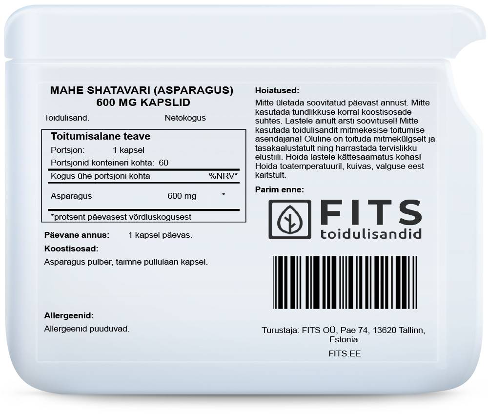 Asparagus (Shatavari) 600mg 60 capsules