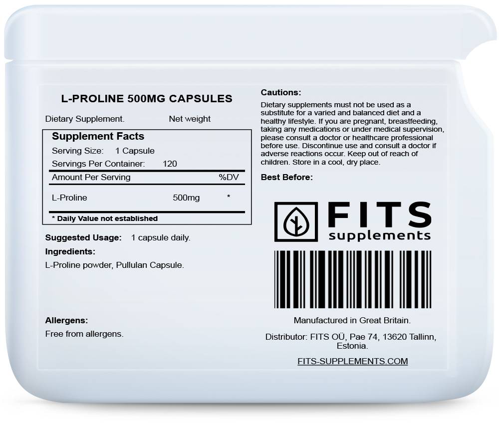 L-Proline 500mg 120 capsules