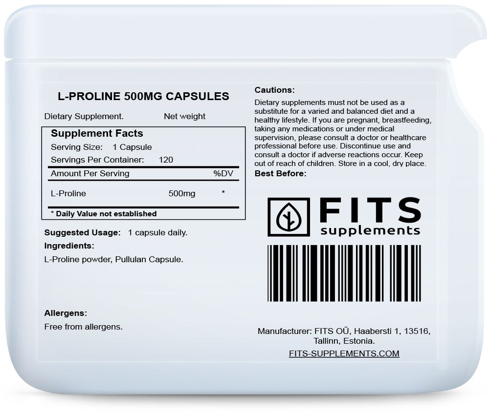 L-Proline 500mg kapsulas