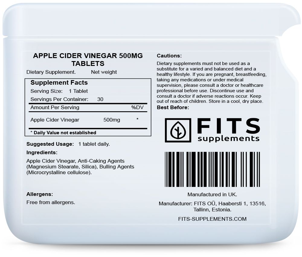 Ābolu etiķa 500 mg tabletes