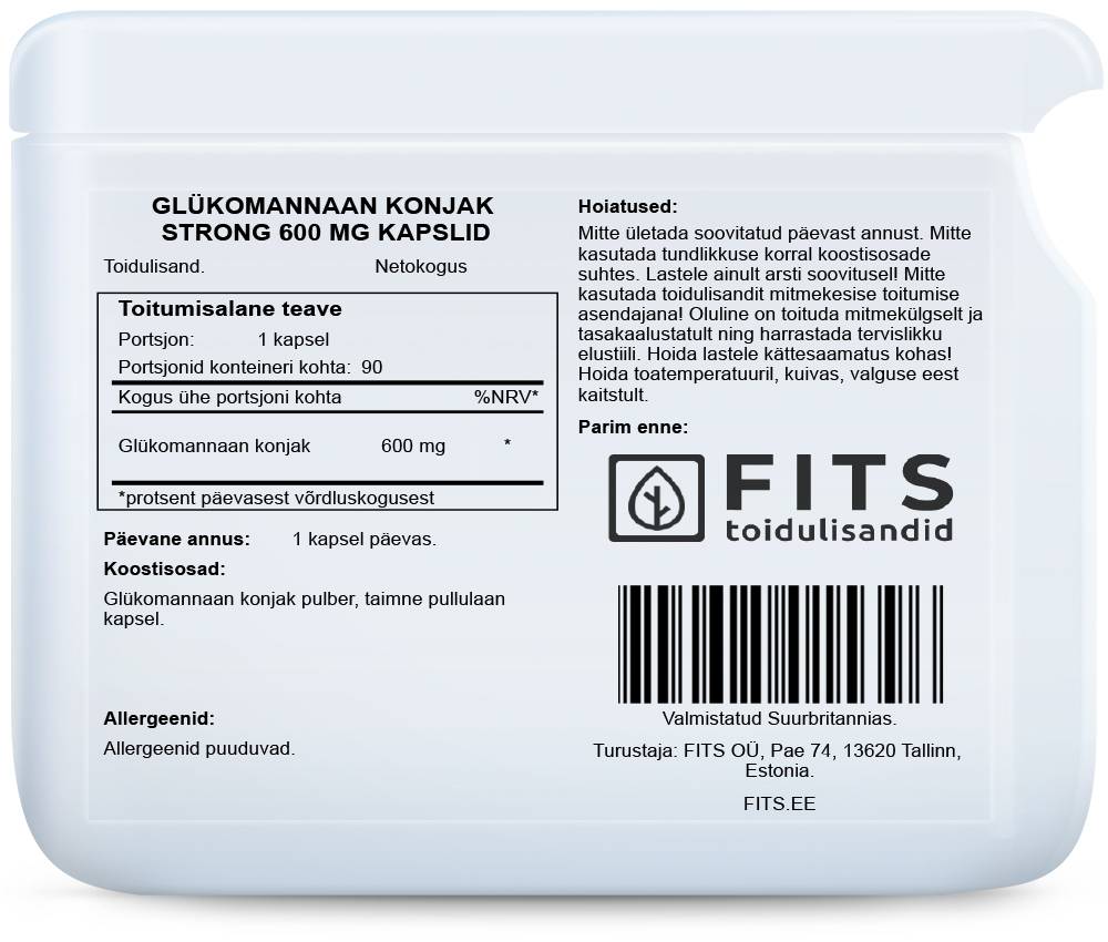 Glucomannan Konjac Strong 600mg 90 capsules