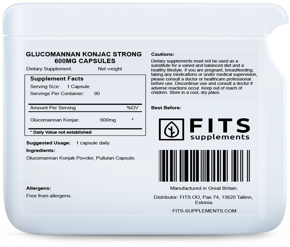 Glucomannan Konjac Strong 600mg 90 capsules