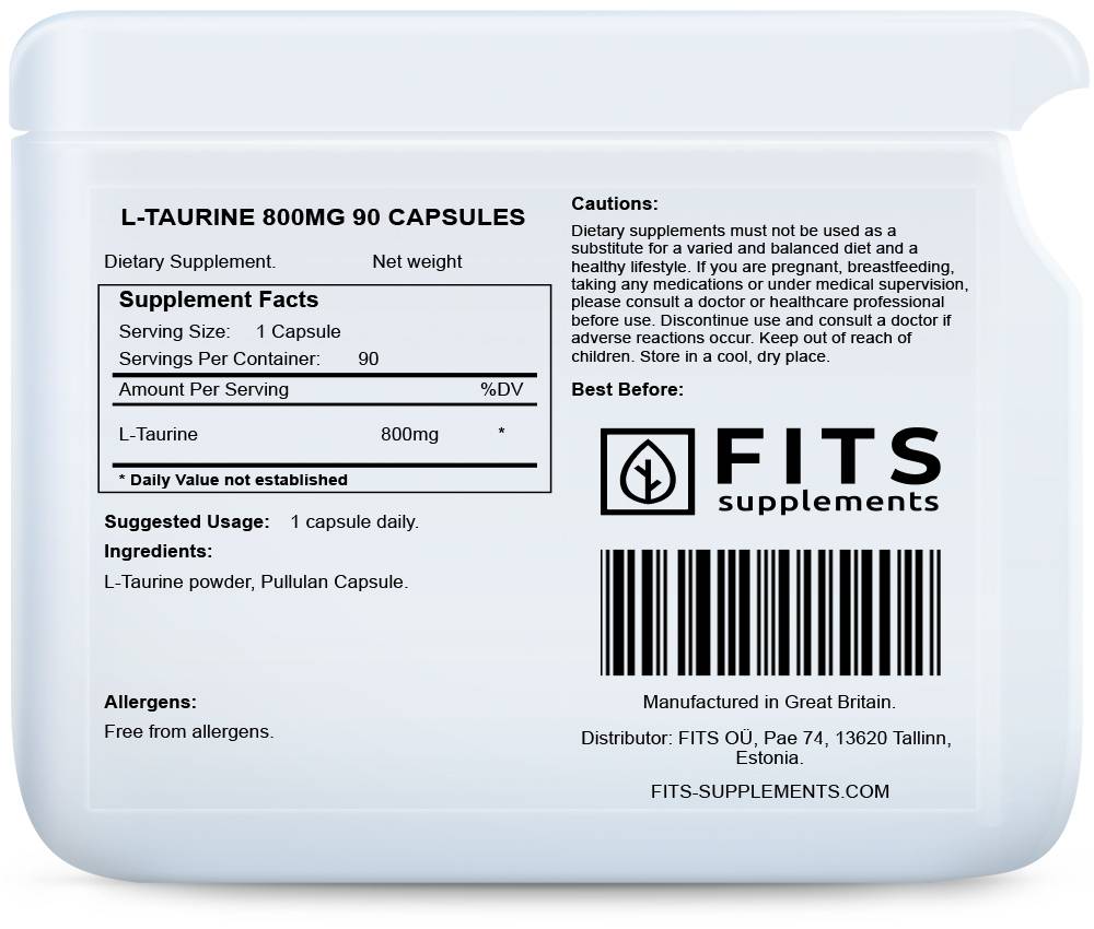 L-Taurine 800mg 90 capsules