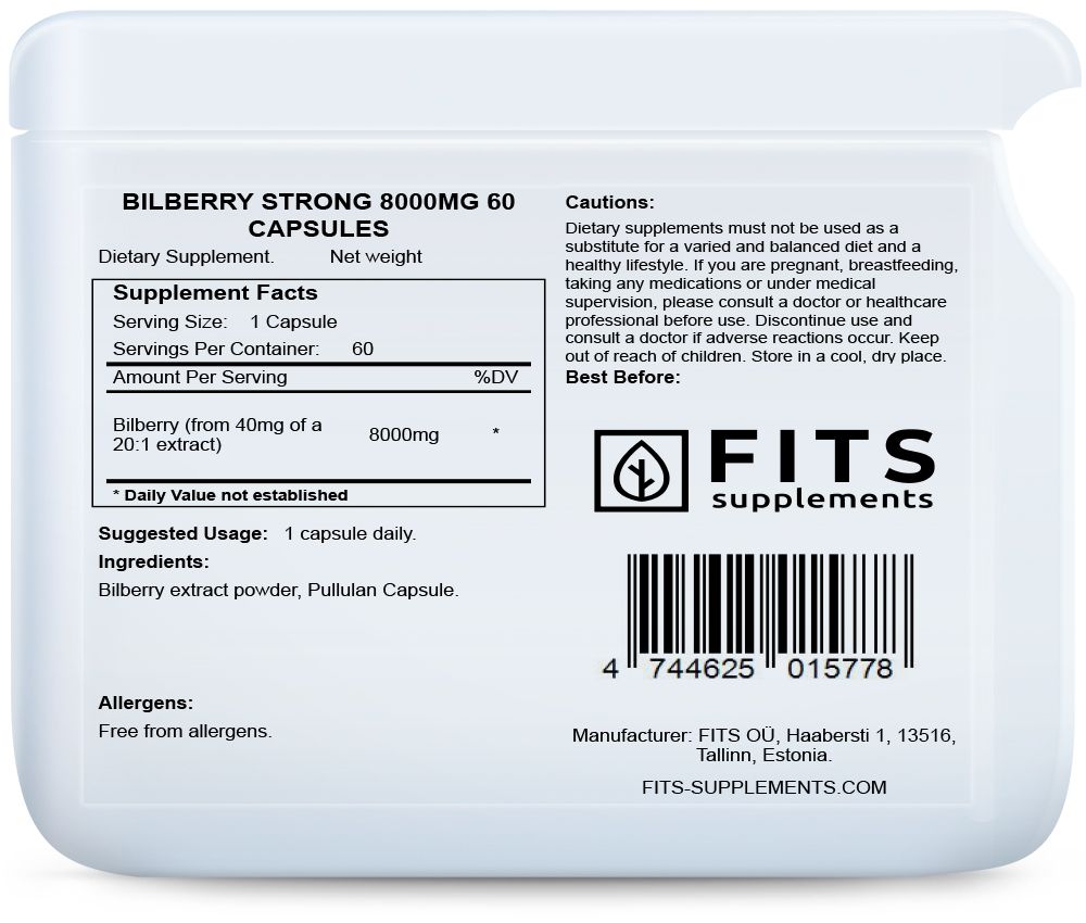 Bilberry Strong 8000mg kapsulas