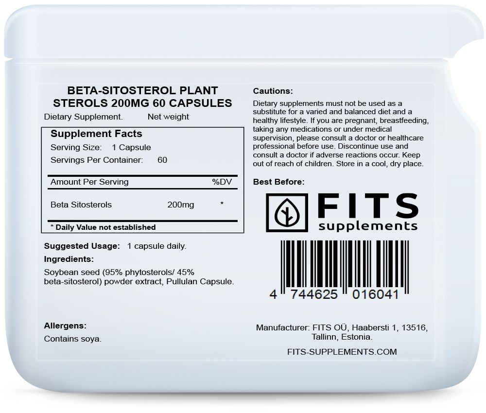 Beta-Sitosterol Plant Sterols 200mg kapsulas