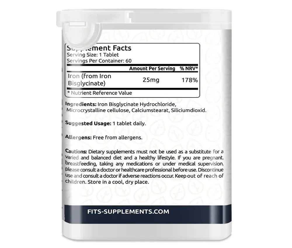 Iron Bisglycinate 25mg 60 tablets