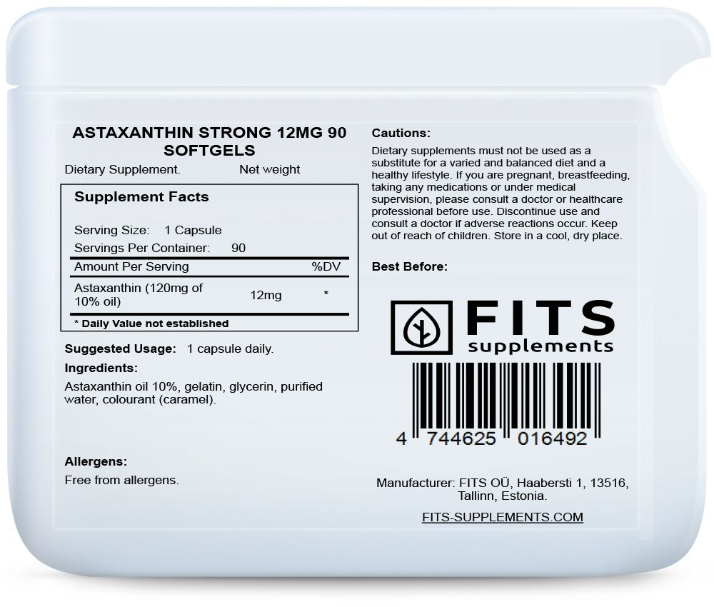Astaksantīns Strong 12mg 90 softgeles