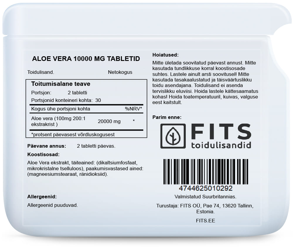 Aloe Vera 10000 mg tabletes
