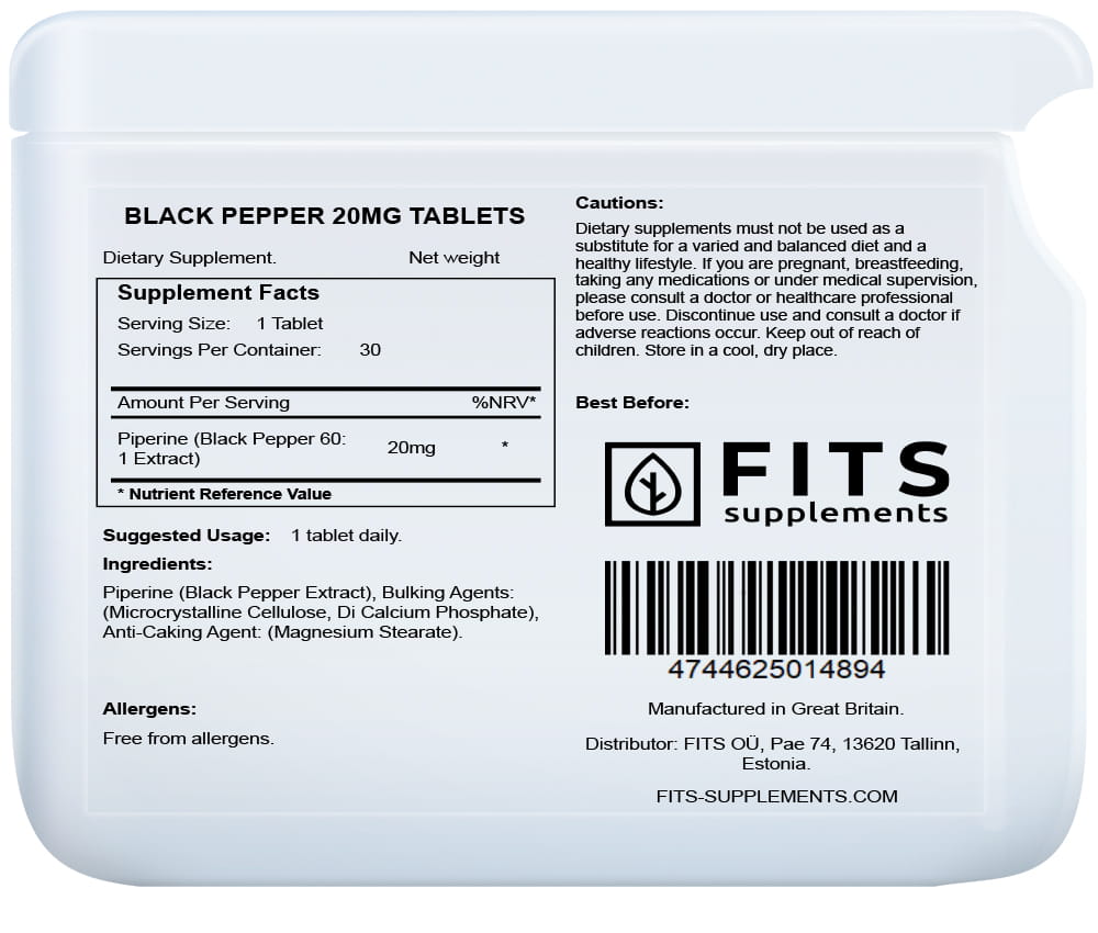 Black Pepper 20mg 30 tablets