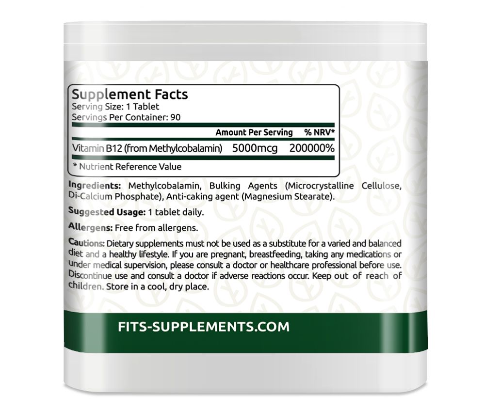 Vitamin B12 Strong 5000mcg 90 tablets