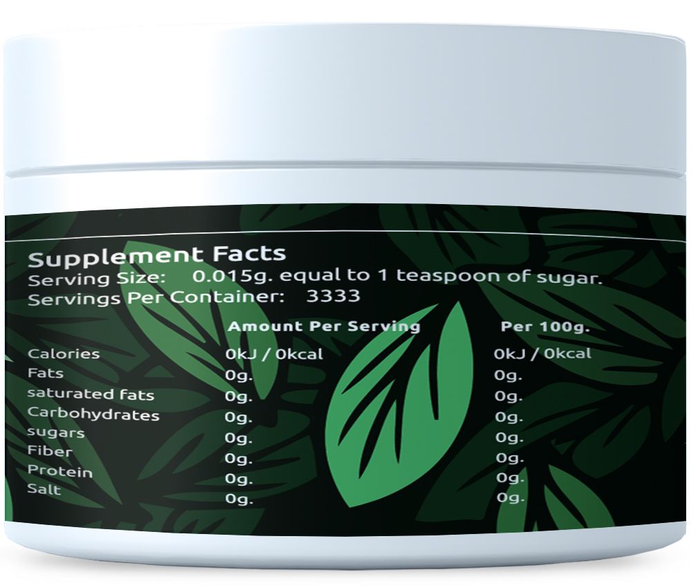 Pure 100% Stevia Extract Powder 50g