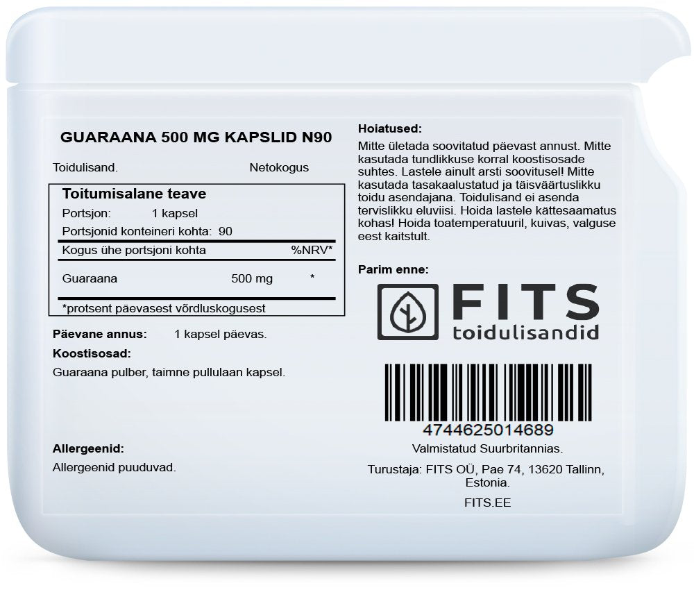 Guarana 500mg 90 capsules