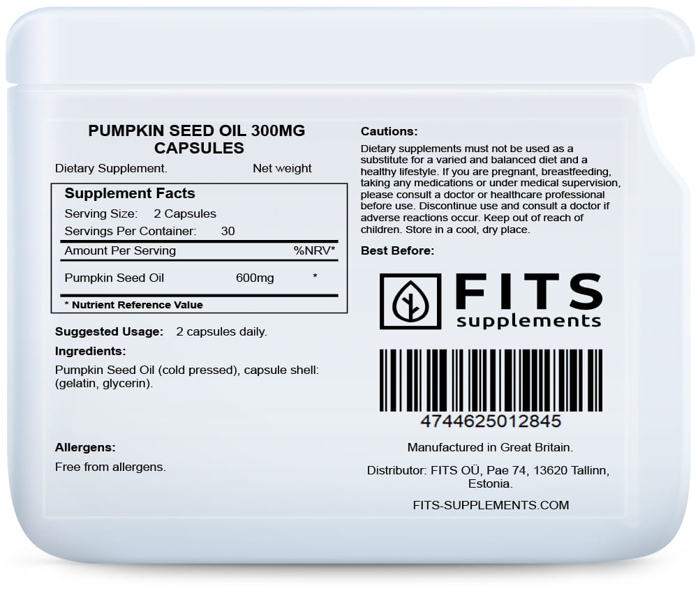 Pumpkin Seed Oil 300mg 60 capsules
