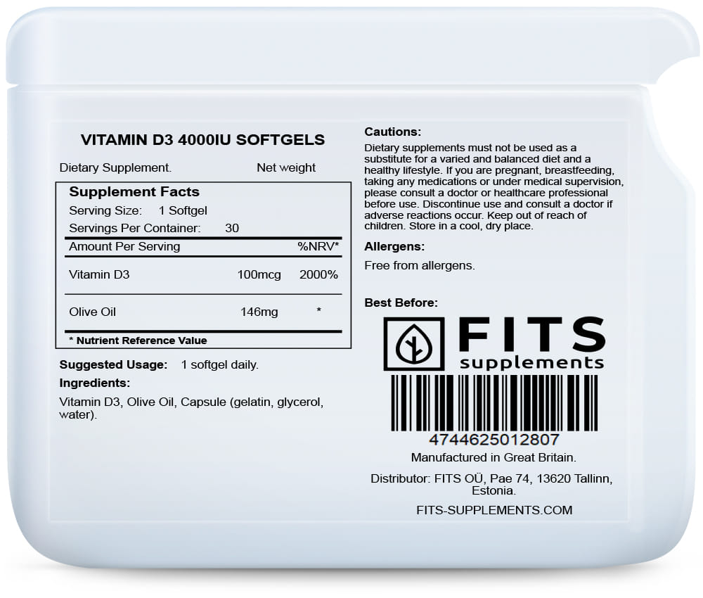 Vitamin D3 4000IU 30 softgels